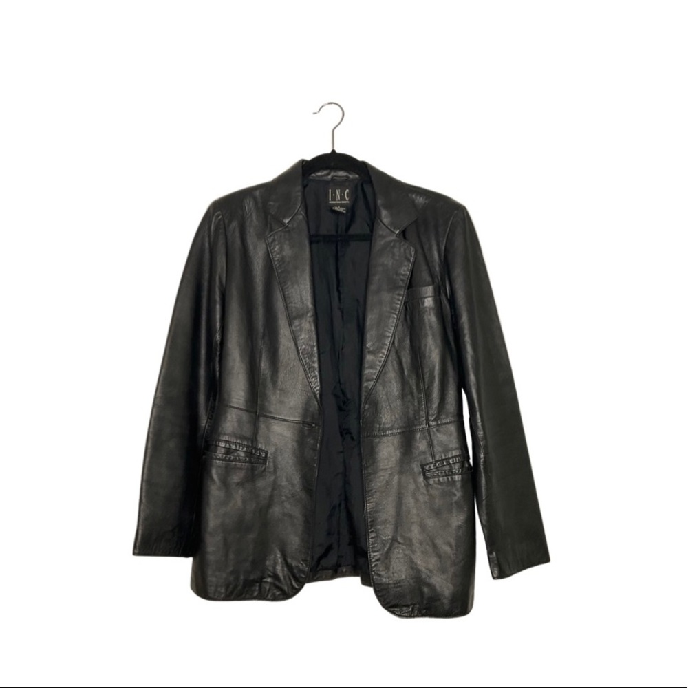 Vintage INC 4 Leather Blazer Jacket Retro 90s Lined